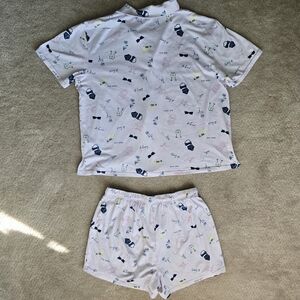 Rae Dunn Women's 2-Piece Pajama Set Short Sleeve Collar Top and Shorts Soft